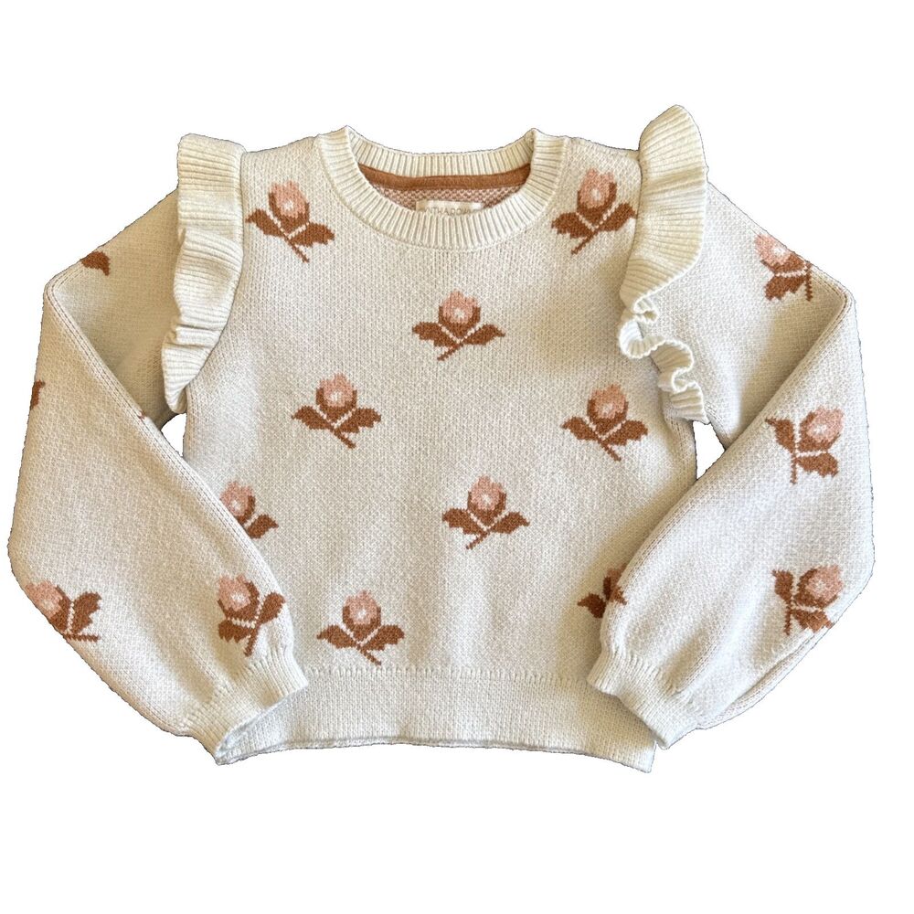 Cynthia Rowley  | 4T Girls Sweater Floral Ruffles Cream